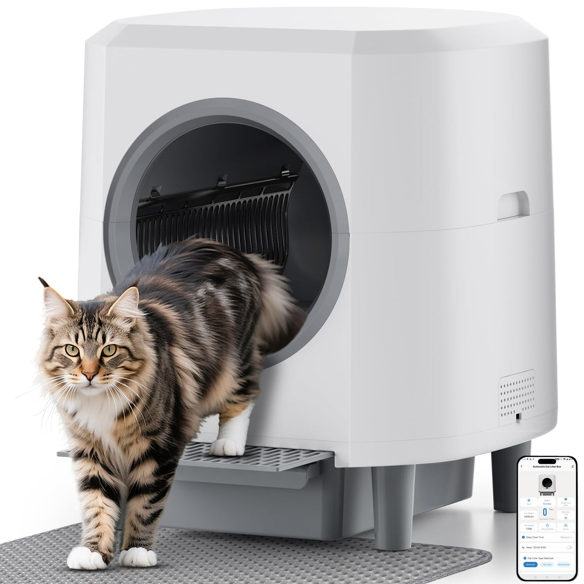 Selbstreinigende Katzentoilette 90L Großraum Katzenklo Elektrisch für Katzen mit automatischer Reinigung
