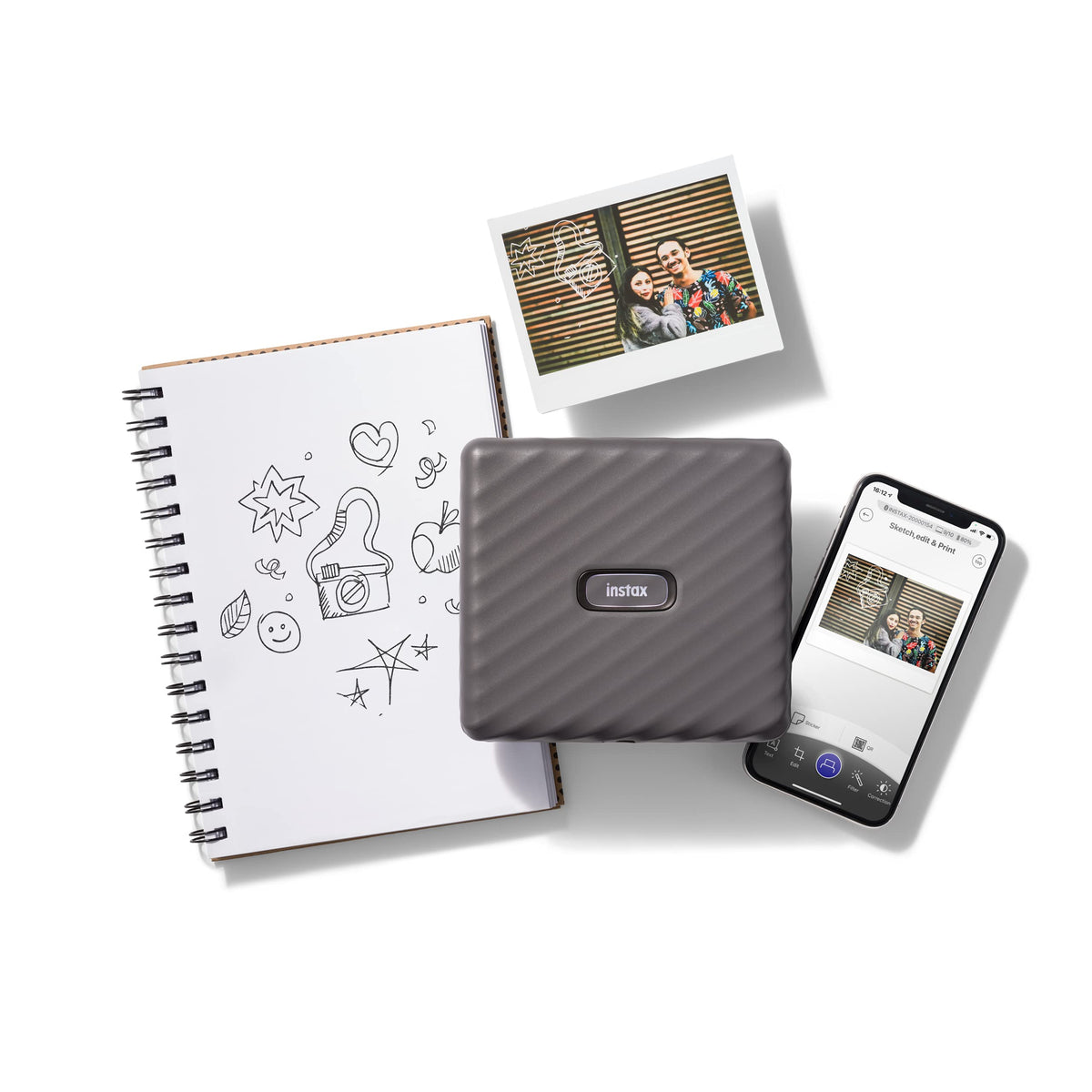 Link Wide smartphone printer mocha gray portable wireless Bluetooth instant photo printer for wide format film