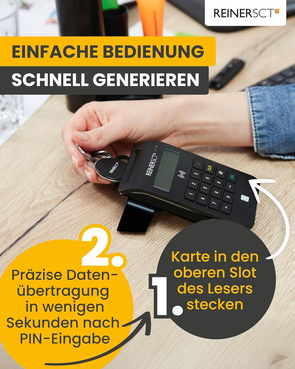 cyberJack RFID Komfort USB C Anschluss Chipkartenleser für Smartcard eID kontaktlos NFC Lesegerät