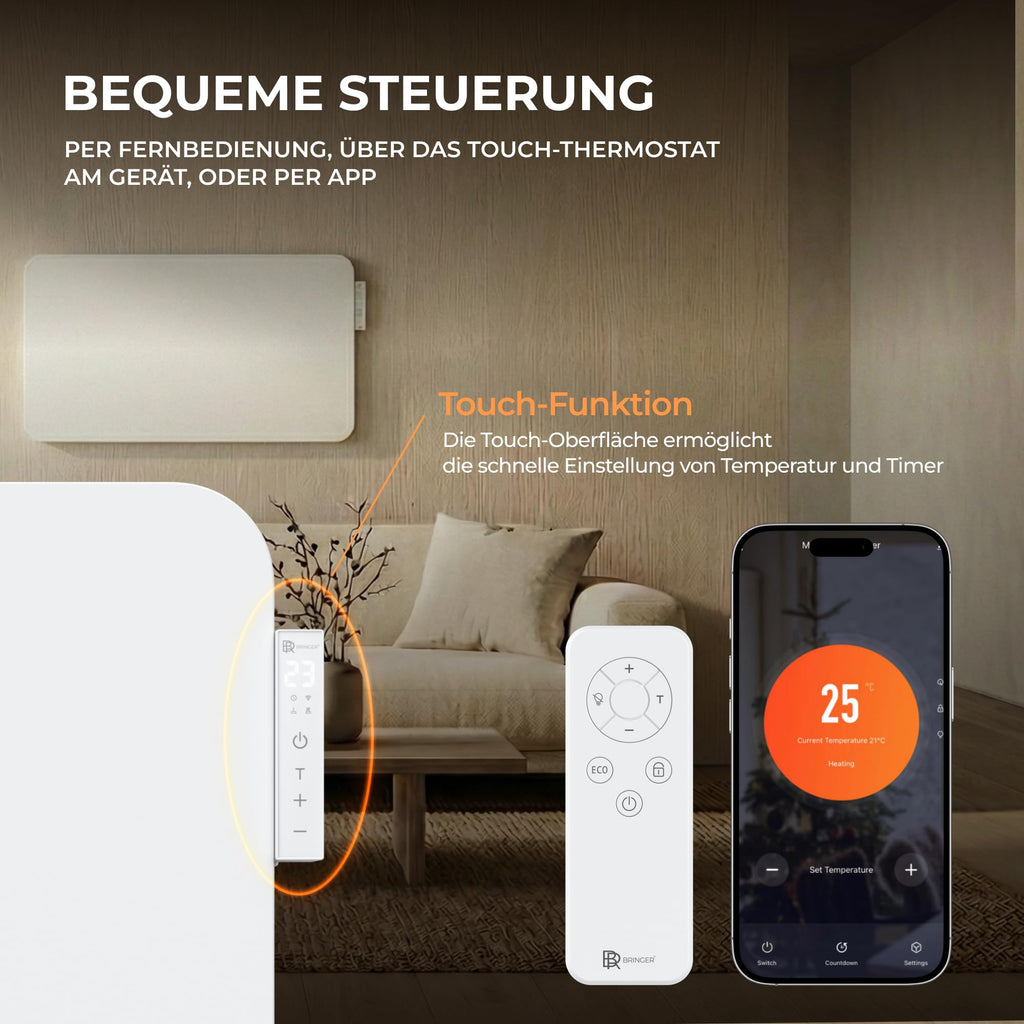 Hybrid Infrarotheizung 2000 W für Räume bis 30 qm Weiß Elektroheizung Raumheizung für Zuhause