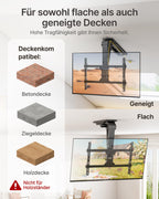 Elektrische TV Deckenhalterung Fernseherhalterung für 37 bis 75 Zoll bis 45 kg Deckenmontage