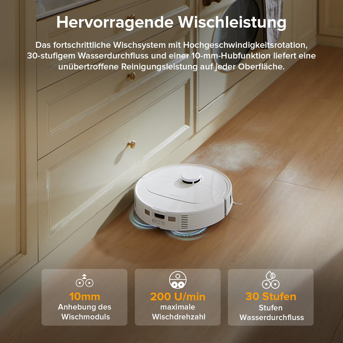 QV 35A Set Saugroboter mit Wischfunktion und 8.000 Pa Saugkraft für Teppiche und Hartböden