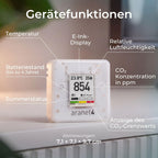 Aranet4 Home kabelloser Raumluftqualitätssensor für Zuhause Büro Schule CO2 Temperatur Feuchtigkeit tragbar