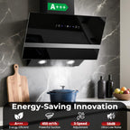 Dunstabzugshaube 60 cm 450 m³ pro Stunde mit Gestensteuerung und Touchscreen Energieklasse A+++ für Küche