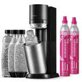Duo Wassersprudler 2x60L CO2 Zylinder 2x1L Glasflasche 2x BPA freie 1L Flasche spülmaschinenfest öko titan