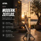 Feuersäule Outdoor mit Reinigungsbürste und Abdeckhaube Nachhaltige Pelletfackel für Gartenambiente