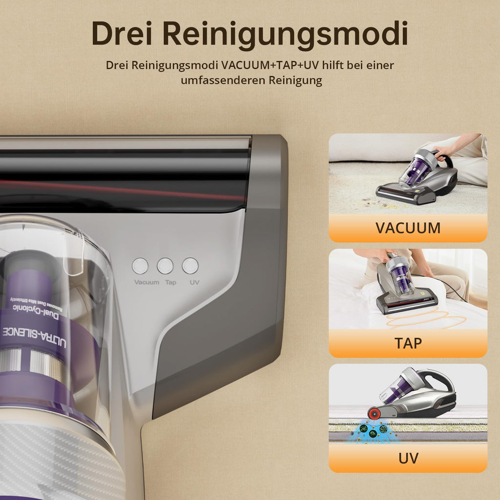 JV35 Milbensauger für Matratzen 700W UV C Licht Heißer Wind Doppelter Zyklon Matratzenreiniger für Betten Sofa