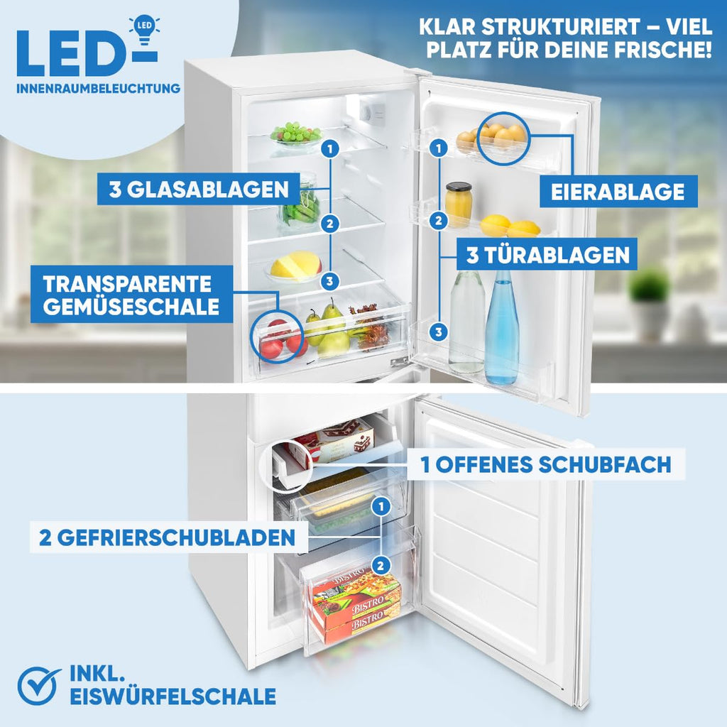 Kühlgefrierkombi 143cm Energieklasse C 173L 40 dB 3 Ablagen 2 Schubladen Türanschlag wechselbar KG 7359 weiß