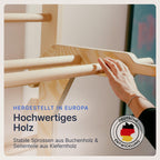 Sprossenwand für Erwachsene und Kinder mit Klimmzugstange und Dip Extension Kletterwand fürs Kinderzimmer