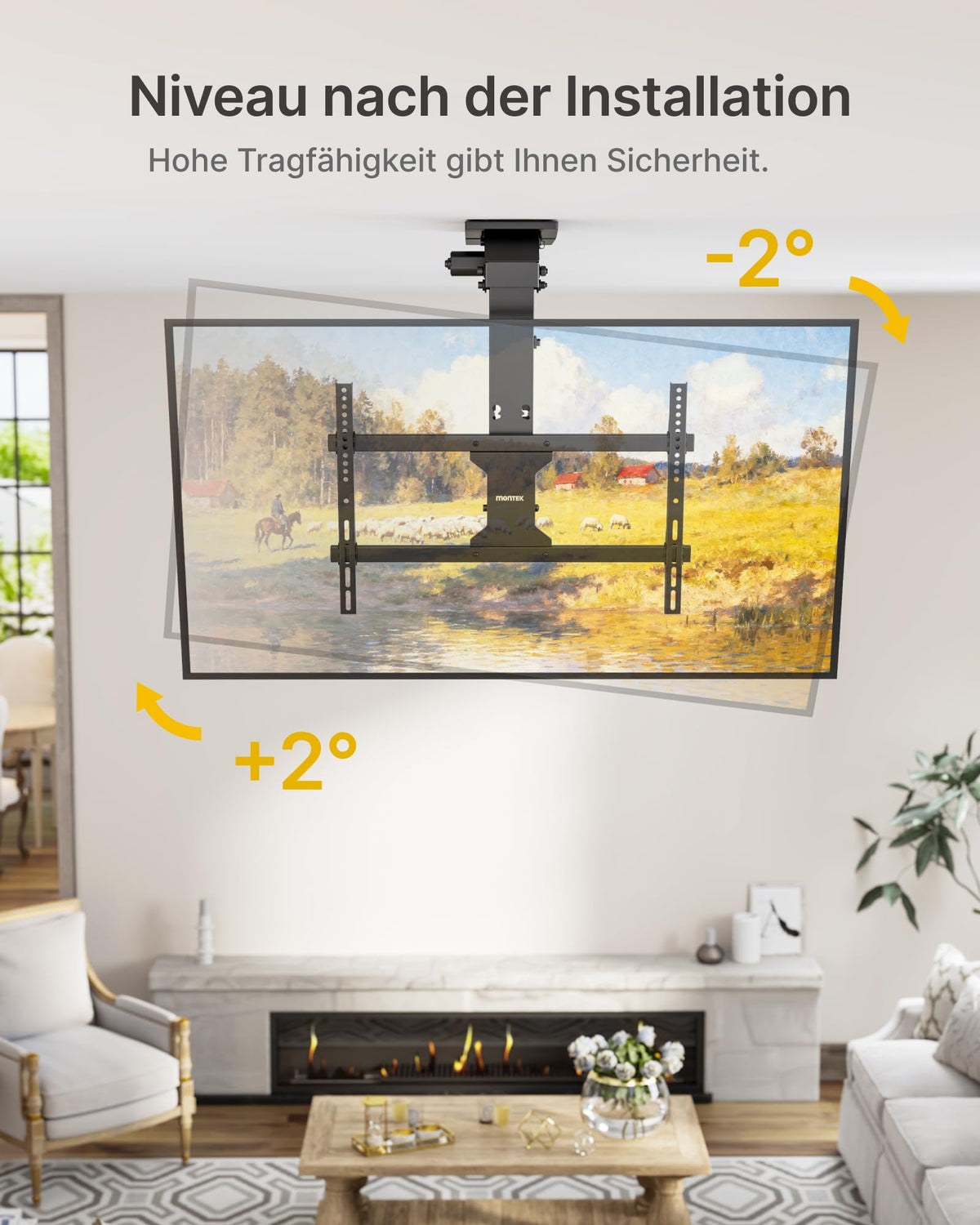 Elektrische TV Deckenhalterung Fernseherhalterung für 37 bis 75 Zoll bis 45 kg Deckenmontage