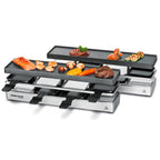 RC 1600 Raclette Grill für 8 Personen erweiterbar Parkdeck Alu Druckguss Grillplatte Antihaft 1460 W silber