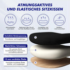 Ergonomischer Bürostuhl verstellbare Armlehnen Kopfstütze Naturschwamm Lendenstütze Wippfunktion 200kg Schwarz