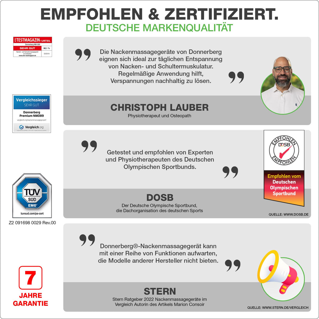Das Original Nackenmassagegerät mit Wärme und Shiatsu Funktion TÜV geprüft Massagegerät für Nacken