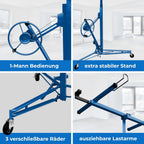 Plattenheber Trockenbau Plattenlift bis 325 cm und 68 kg für Rigipsplatten an Decken und Wänden 1 Mann Blau