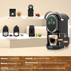 Mini 5in1 Kapselmaschine für Nespresso Dolce Gusto Lavazza ESE Pad Pulver 20bar 1450W LED 7 Stufen Heiß Kalt