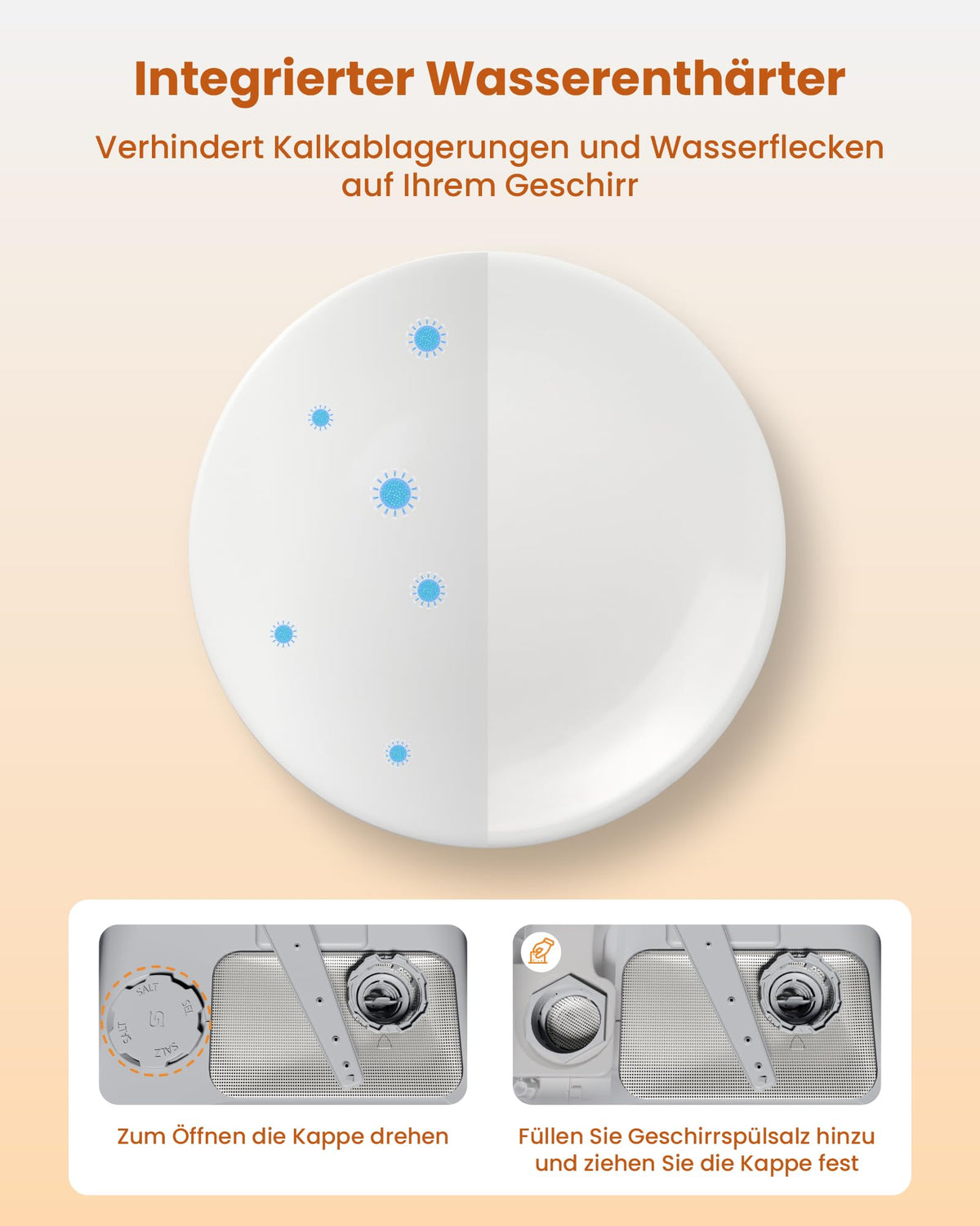 Tischgeschirrspüler mit Wasserenthärter und erhöhter Energieeffizienz Energieeffizienzklasse D