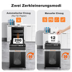 Auto Feed Aktenvernichter für Büro und Home Office 200 Blatt P4 Mikroschnitt Schwarz Papierschredder
