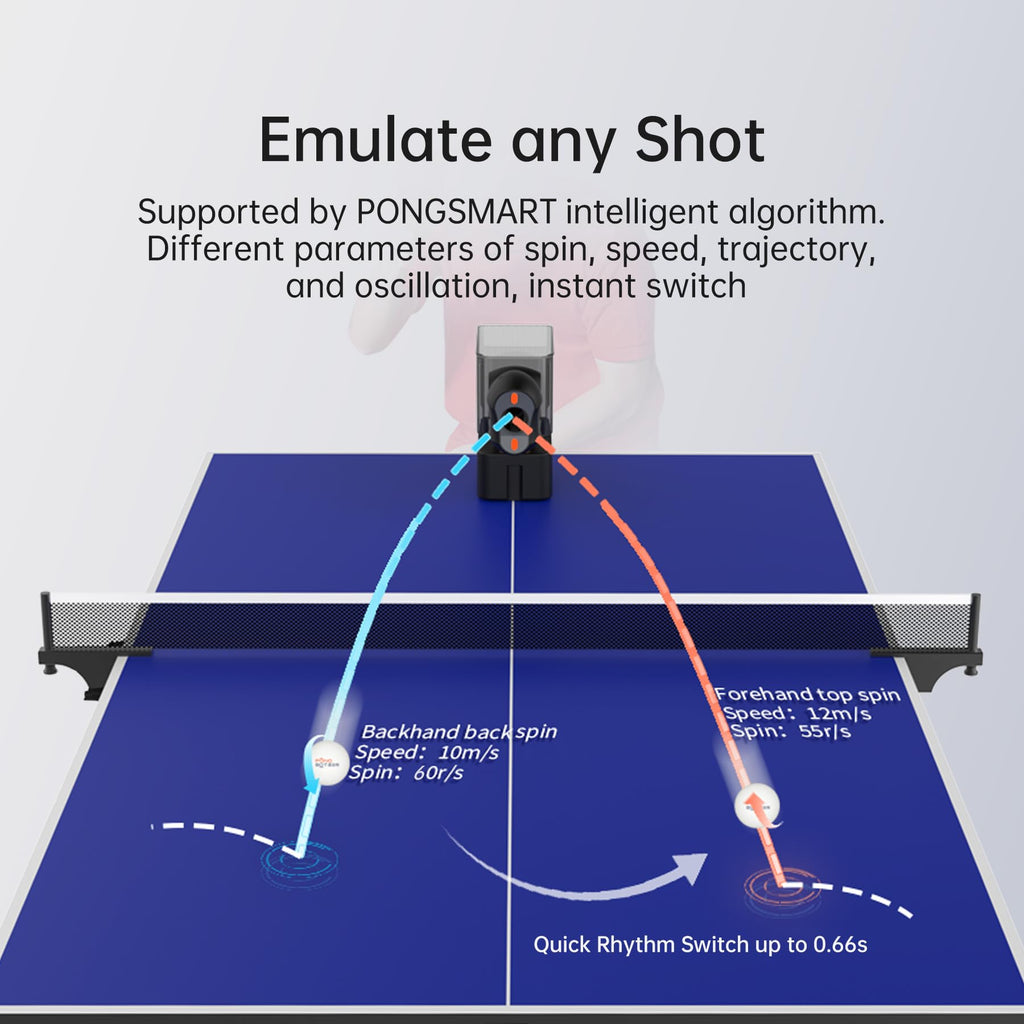 Tischtennisroboter mit Remote und App Steuerung 264 Übungen Schleudern Frequenz Balltempo Rotationsstärke