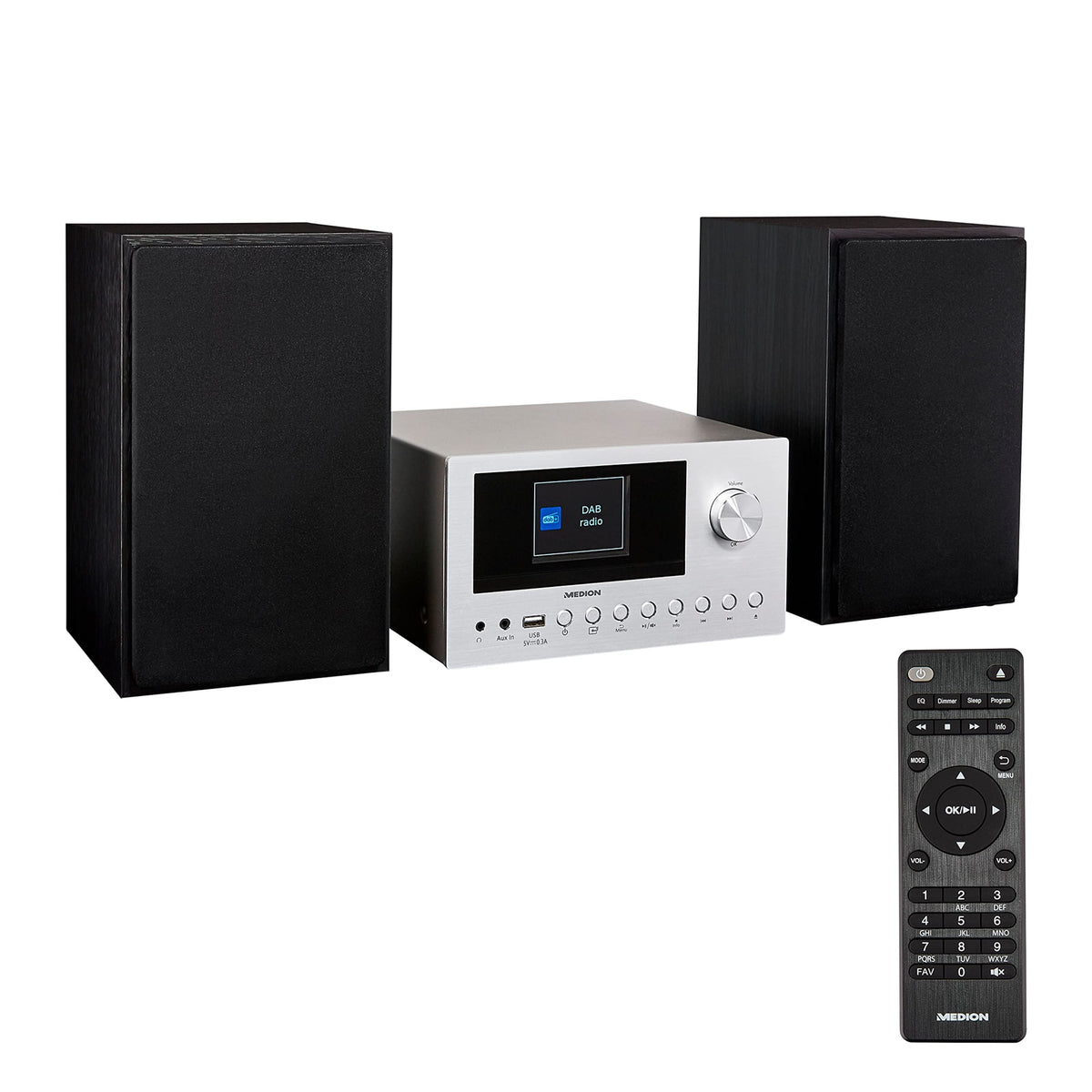 P85003 Micro Audio System Kompaktanlage Internetradio DAB Plus PLL UKW Radio Bluetooth USB AUX 2x150 W Silber