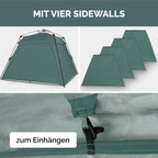 Wasserdicht Schnellaufbau Pavillon 4 Wände 2,5x2,5 m faltbar UV Schutz 80 Garten Camping Festival Strand Zelt