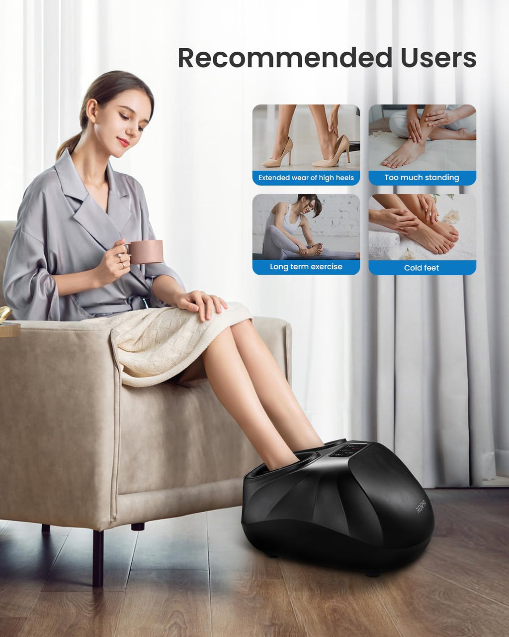Großformat Fußmassagegerät mit Wärme elektrisch für müde Füße und entspannende Massage zu Hause