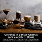 Luxe Premier 3 in 1 Kaffeemaschine mit Mahlwerk und Aufschäumer Silber für Espresso Latte Cappuccino