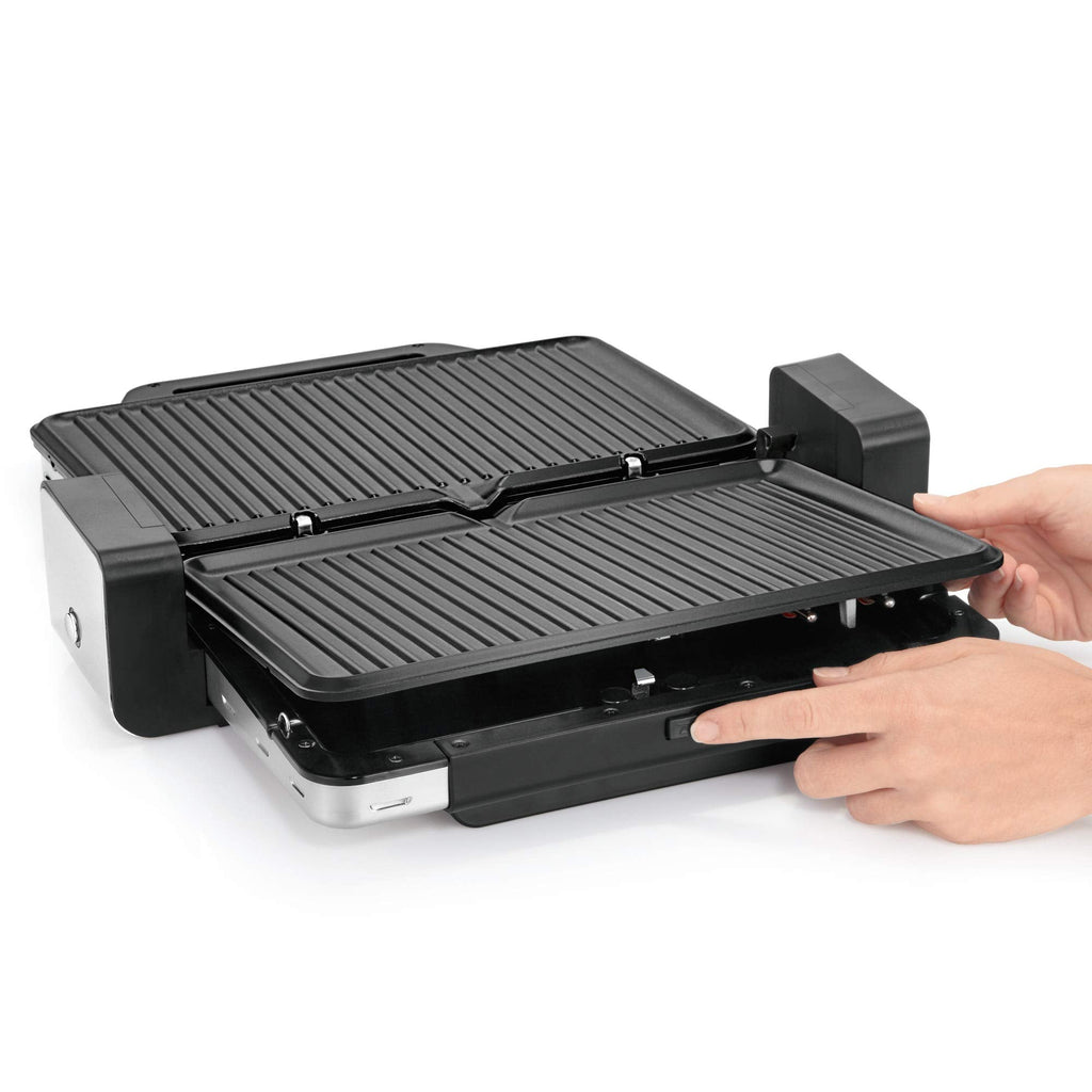 Lono Kontaktgrill Plattengriller 2 in 1 Tischgrill mit abnehmbaren spülmaschinenfesten Grillplatten 2100 W