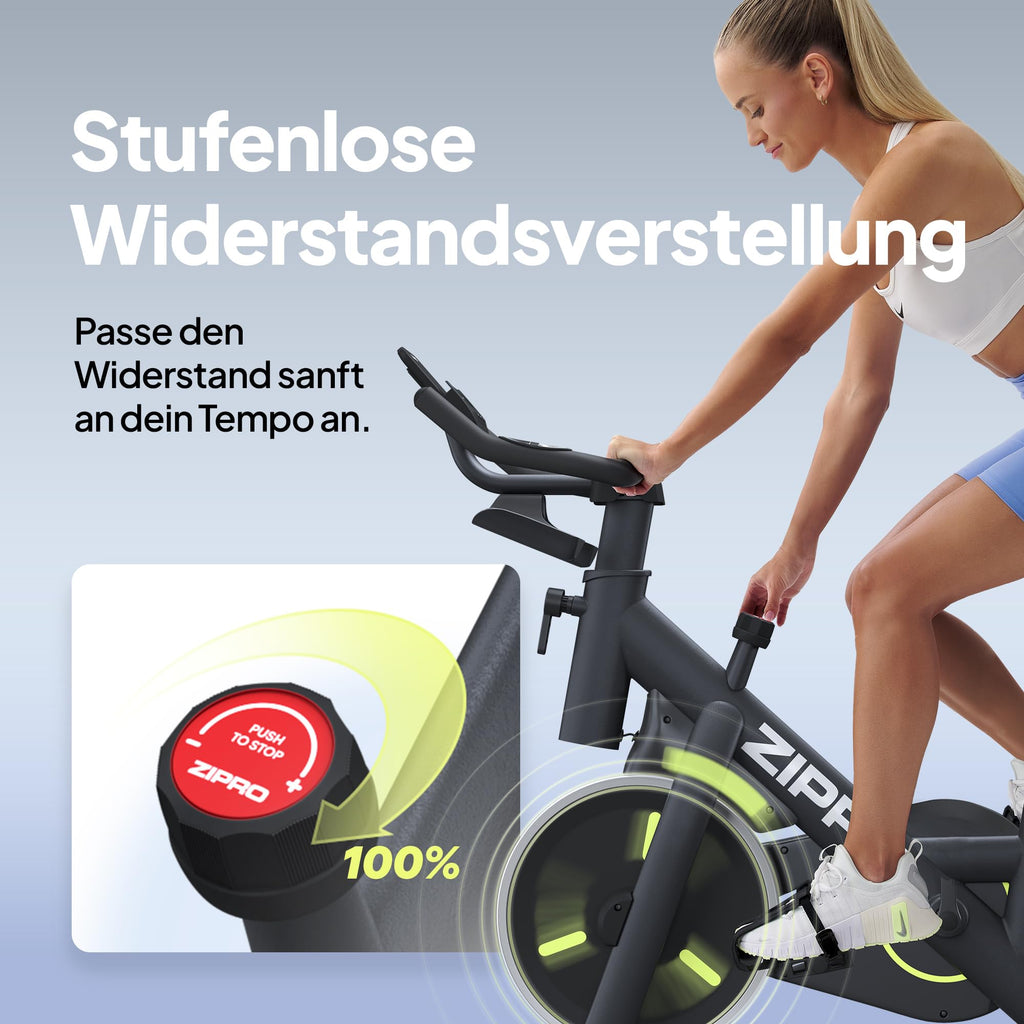 Heimtrainer Fahrrad mit App und Handpuls Ergometer für 145 bis 195 cm für Cardiotraining zu Hause