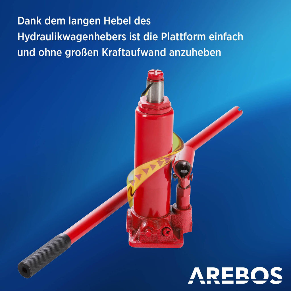 2x Auffahrrampe mit hydraulischem Wagenheber höhenverstellbar bis 2 T für Auto Kfz Werkstatt