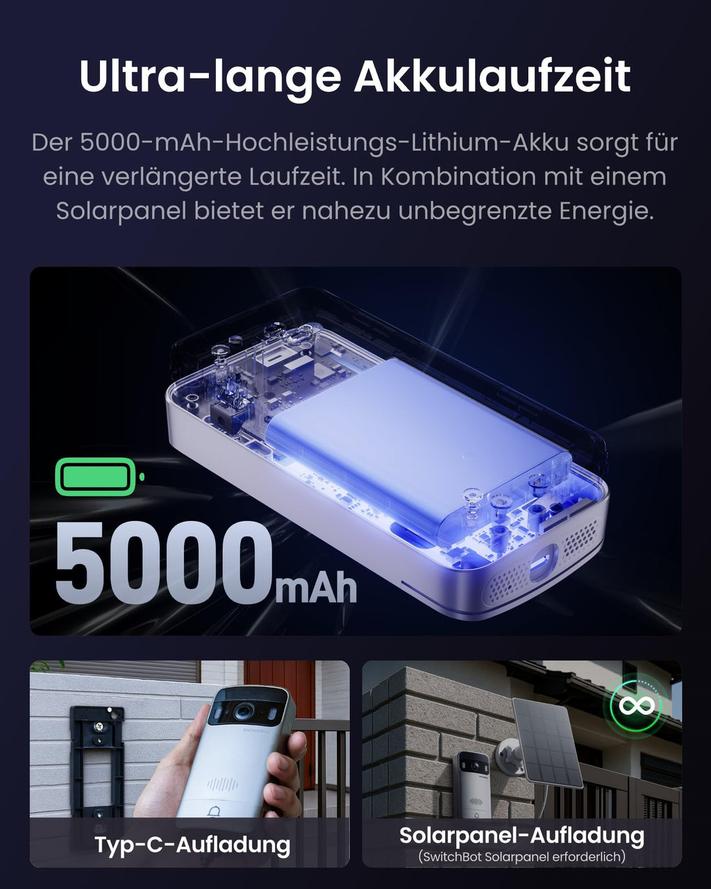 WLAN Türklingel mit Kamera 2K Video Türklingel für Haustür Wohnung Zuhause mit klarer Videoqualität