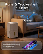 Luftentfeuchter 30L xWolei für Räume bis 245m³ 90m² 40dB mit Ablaufschlauch Filter Timer 10 Jahre Garantie