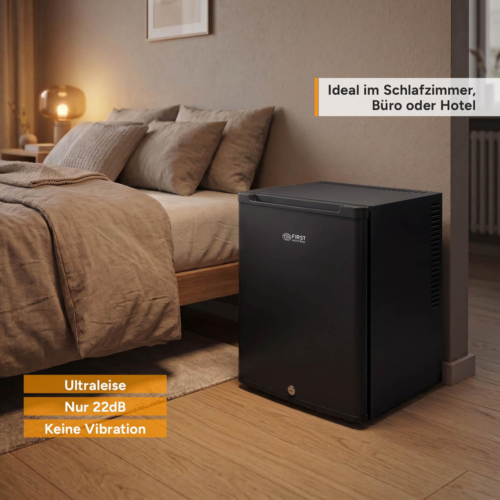 Minikühlschrank 40L lautlos abschließbar, Türanschlag wechselbar, Innenbeleuchtung, Minibar, Energieklasse E
