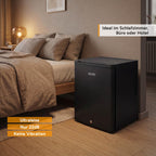 Minikühlschrank 40L lautlos abschließbar, Türanschlag wechselbar, Innenbeleuchtung, Minibar, Energieklasse E