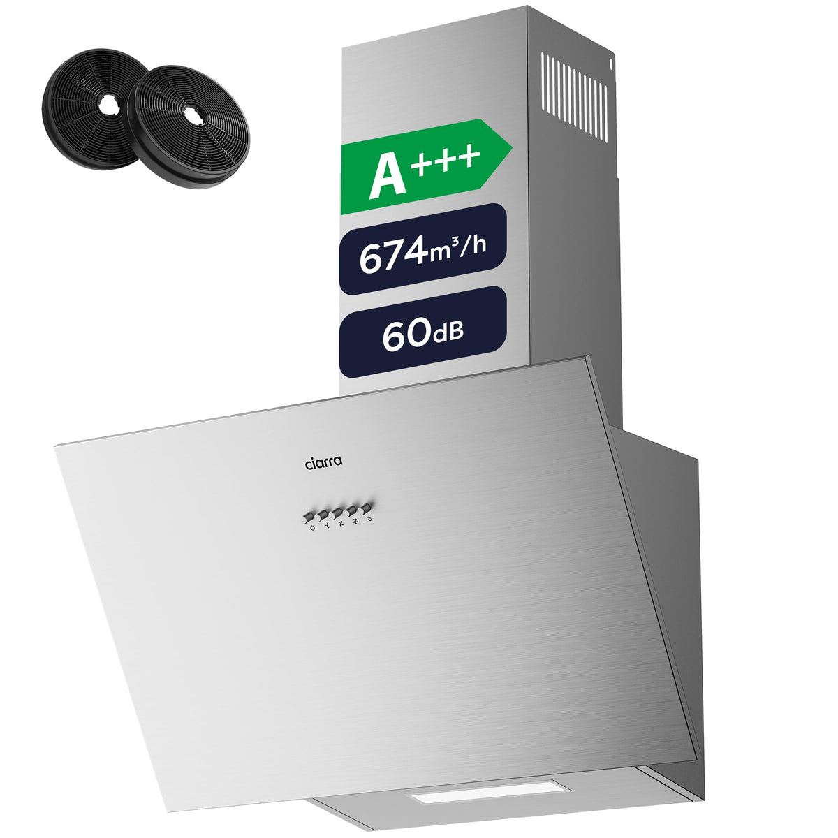 CBCS6762A kopffreie Schräghaube Dunstabzugshaube Küchenabzug 60 cm Umluft Energieklasse A+++