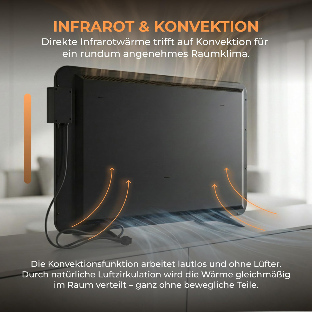 Hybrid Infrarotheizung 2000 W für Räume bis 30 qm Weiß Elektroheizung Raumheizung für Zuhause