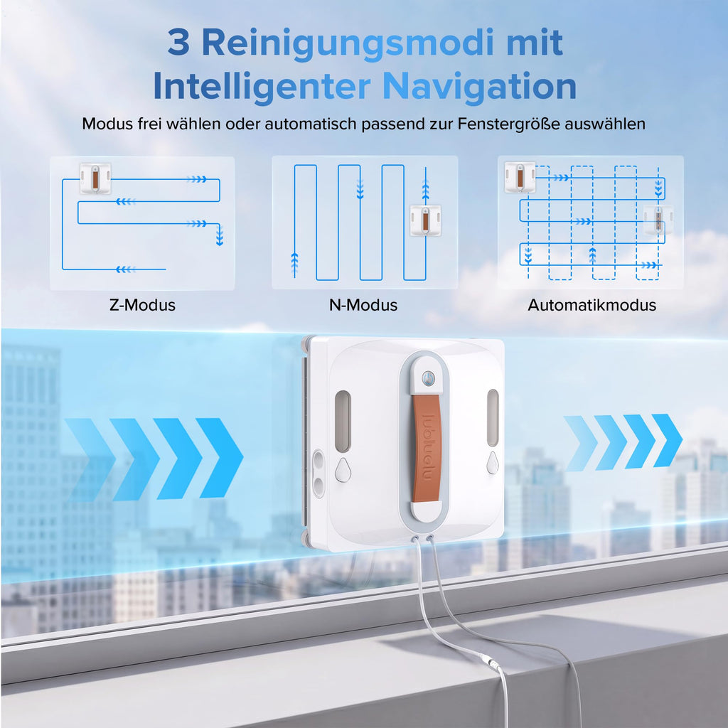 Elektrischer Fensterputzroboter mit KI Navigation und 8kPa Saugkraft für die Reinigung von Glas und Fenstern