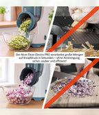 Nicer Dicer Electro PRO 32tlg sage Gemüseschneider elektrisch 9 Aufsätze Reiben Würfeln extrascharfe Klingen