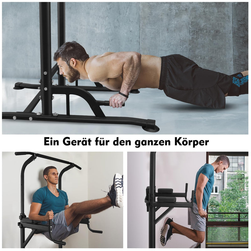 Power Tower Dip Station Klimmzugstange freistehend bis 230 cm stabiler Kraftturm für Ganzkörpertraining