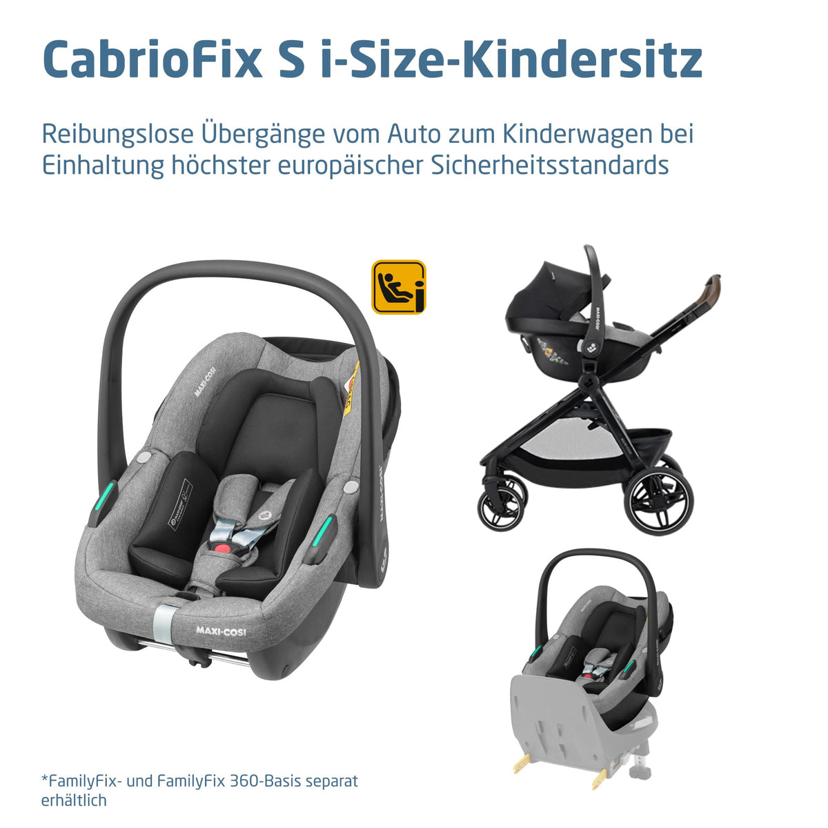 Zelia Select Trio Kinderwagen 3in1 mit Kindersitz 0 bis 4 Jahre 22 kg faltbar wendbar CabrioFix S iSize Grau