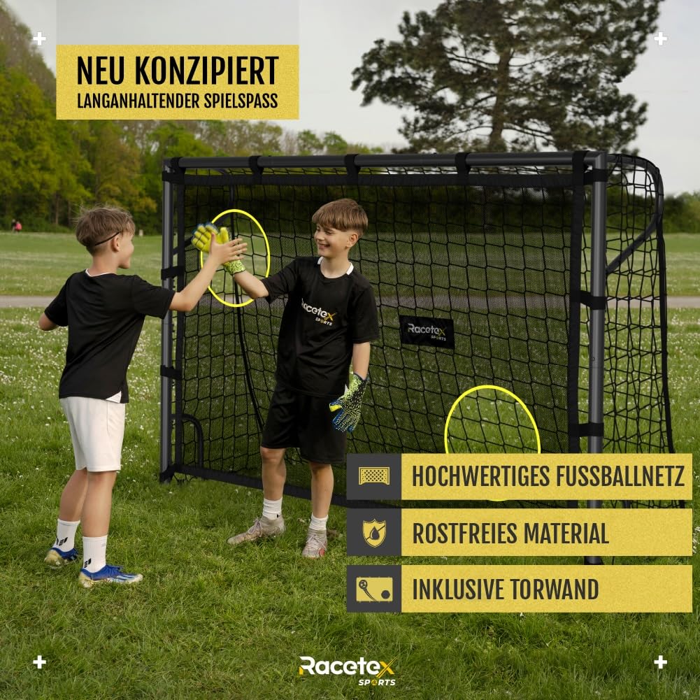 Fußballtore für Garten Kinder und Erwachsene mit Torwand Stahlrahmen und wetterfestem Netz robustes Fußballtor