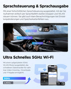 A229 Plus 2CH Dualkanal Dashcam Dual 2K HDR 5GHz WLAN GPS Sprachsteuerung Autokamera für Fahrzeuge