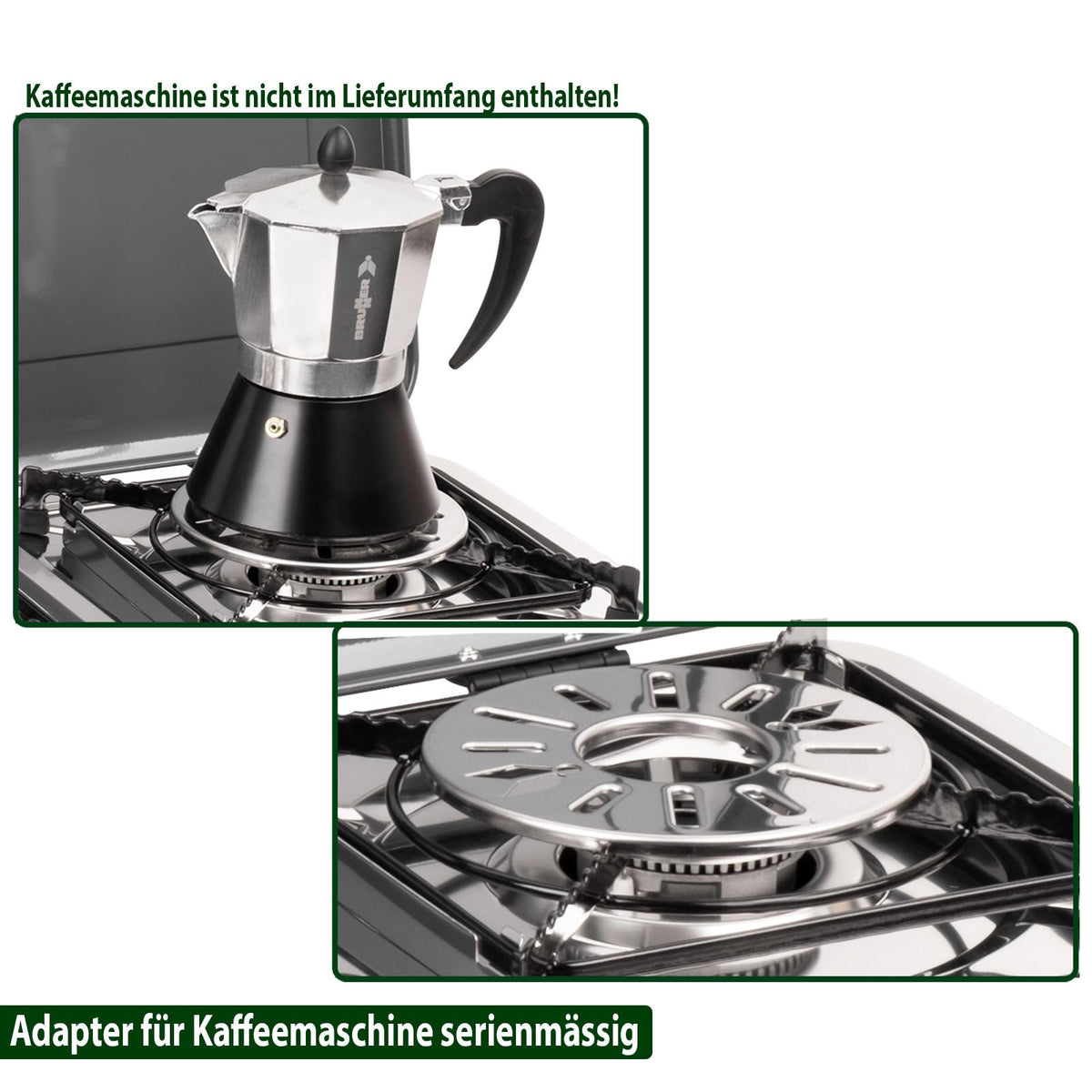 Campingkocher zweiflammig Gaskocher POWERKOOK 50 mbar mit 2 Grillplatten für Camping Outdoor