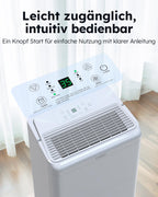 Luftentfeuchter 30L xWolei für Räume bis 245m³ 90m² 40dB mit Ablaufschlauch Filter Timer 10 Jahre Garantie
