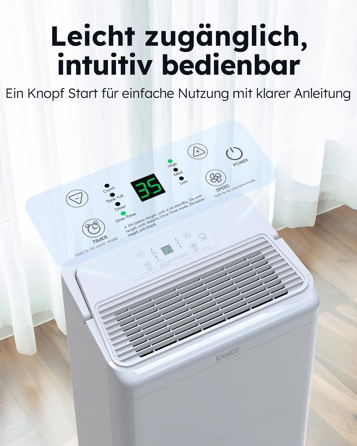 Luftentfeuchter 30L xWolei für Räume bis 245m³ 90m² 40dB mit Ablaufschlauch Filter Timer 10 Jahre Garantie