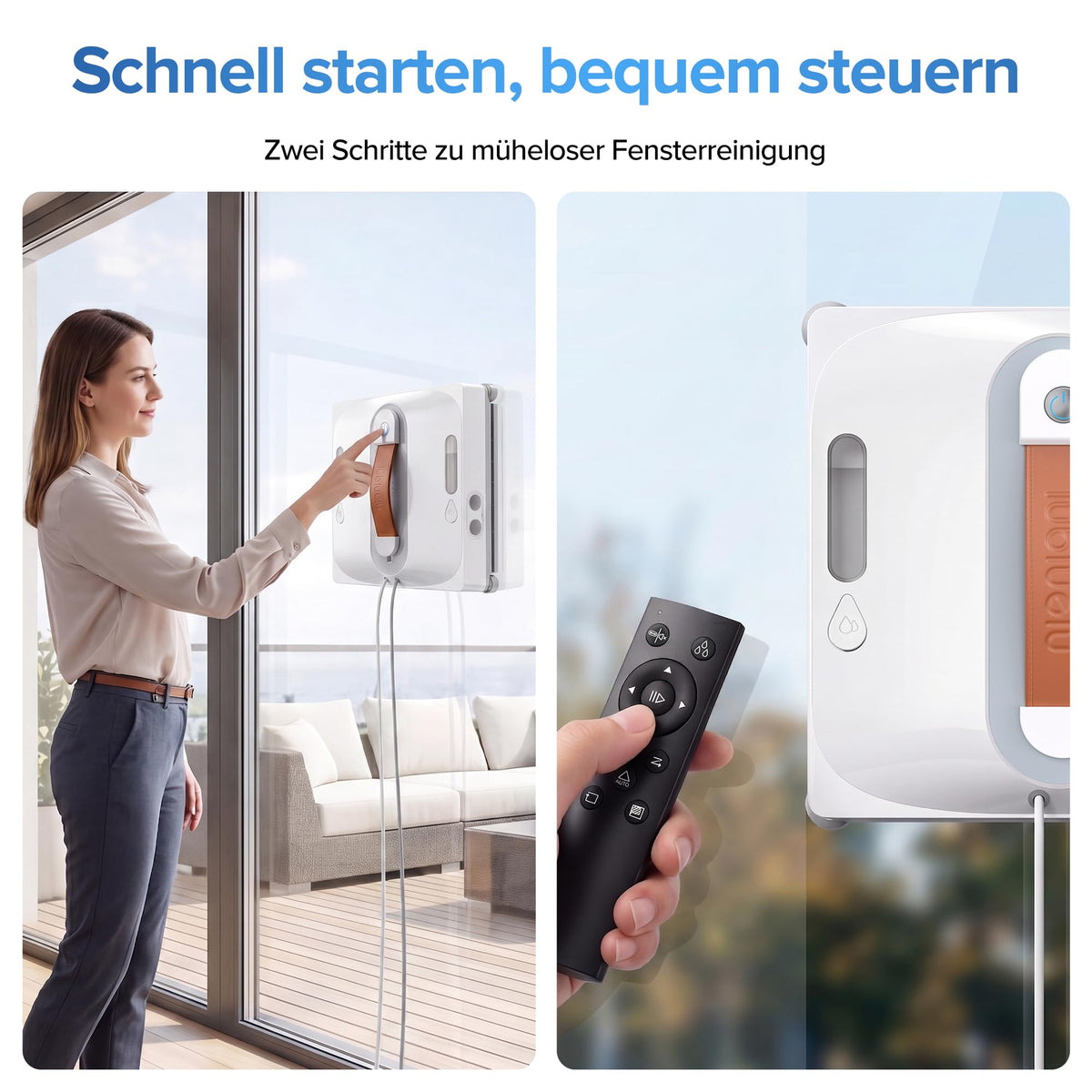 Elektrischer Fensterputzroboter mit KI Navigation und 8kPa Saugkraft für die Reinigung von Glas und Fenstern