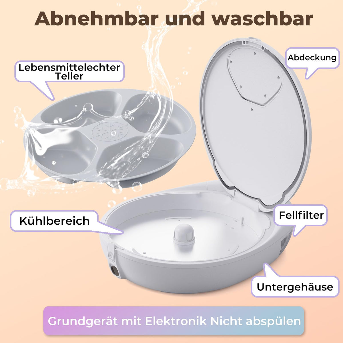 Intelligent Katzenfutterautomat Nassfutter Halbleiter Kühlung Heizung App 4 Frischmahlzeiten Infrarotsensorik