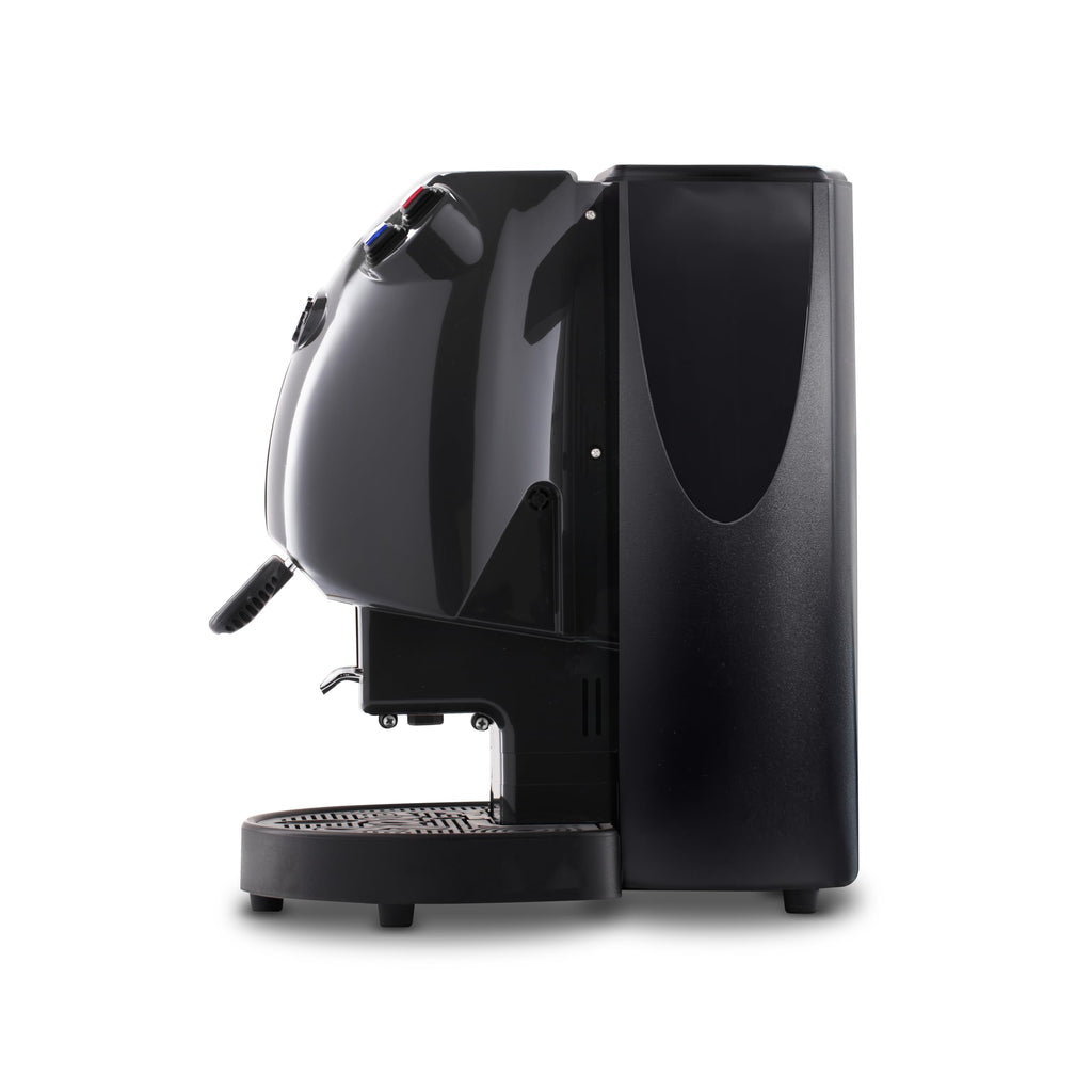 Frog Revolution Kaffeemaschine für Kaffeepads schwarz glänzend für Espresso zu Hause und im Büro 650 W