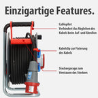 Garant CEE 1 V2 IP44 Kabeltrommel 30m für Außenbereich Baustelle Garten Camping Kabelrolle