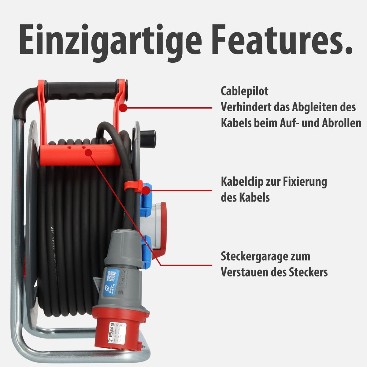 Garant CEE 1 V2 IP44 Kabeltrommel 30m für Außenbereich Baustelle Garten Camping Kabelrolle