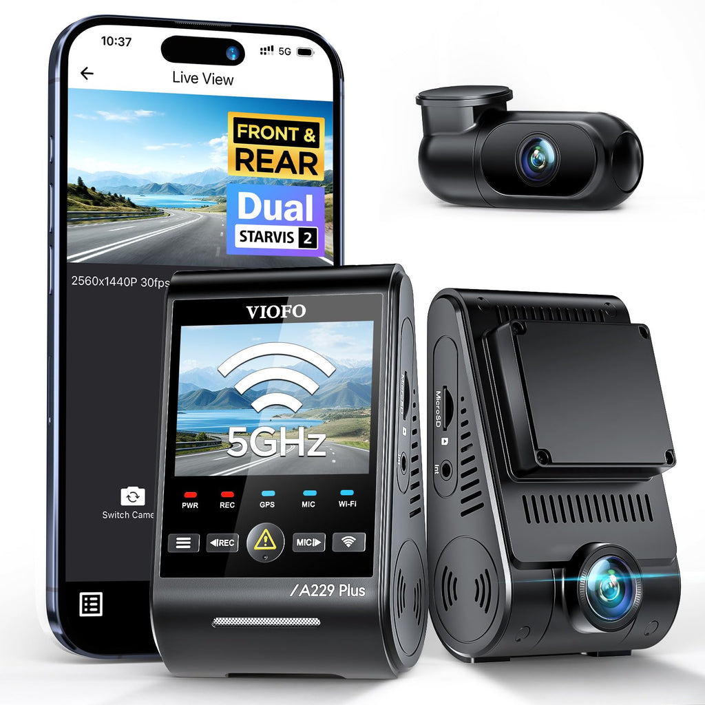 A229 Plus 2CH Dualkanal Dashcam Dual 2K HDR 5GHz WLAN GPS Sprachsteuerung Autokamera für Fahrzeuge